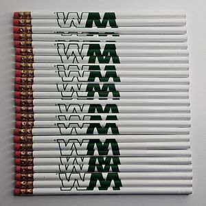 Waste Management WM Pencil Pencils Lot Of 25 New White With White And Green Logo